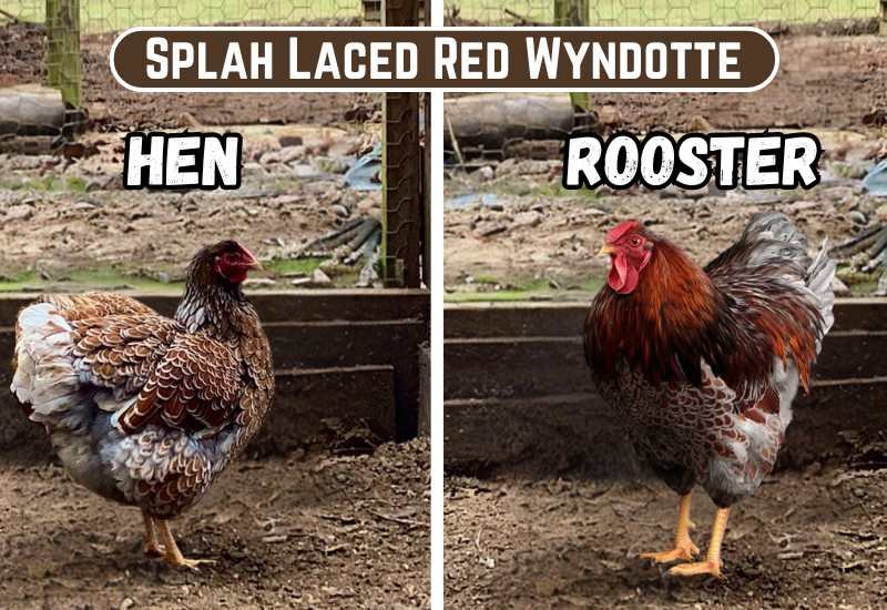 splash laced red wyandotte hen vs rooster
